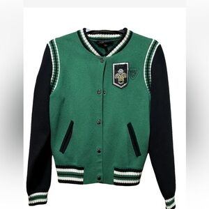 Maje Jacket Green and Navy Varsity Jacket Wool Blend Jacket
Bloomingdales